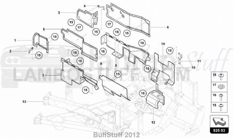 2016 Lamborghini AVENTADOR LP700-4 COUPE ENGLAND HEAT SHIELD (825.03.00)